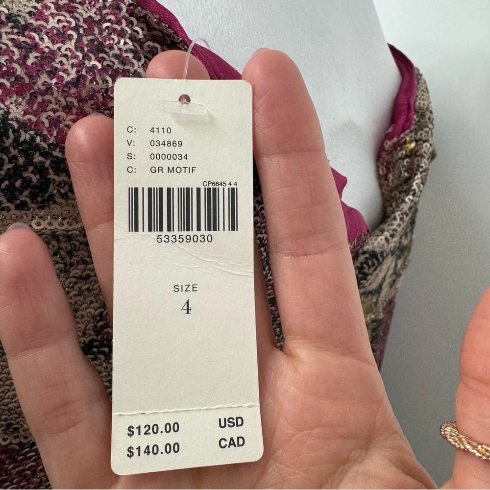 NWT Anthropologie Sequin Floral Puff Sleeve Top